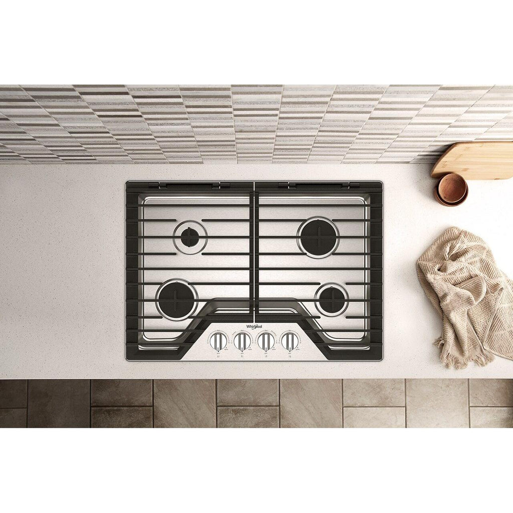  Whirlpool 30-inch Built-in Gas Cooktop with EZ-2-Lift™ Hinged Cast-Iron Grates WCGK5030PS IMAGE 7