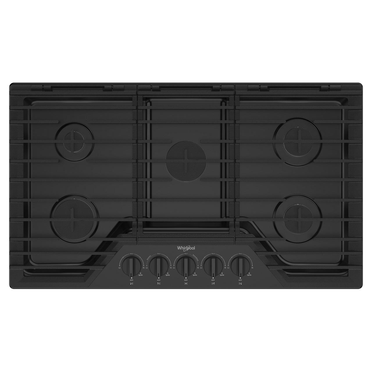  Whirlpool 36-inch Built-in Gas Cooktop with EZ-2-Lift™ Hinged Cast-Iron Grates WCGK5036PB IMAGE 1