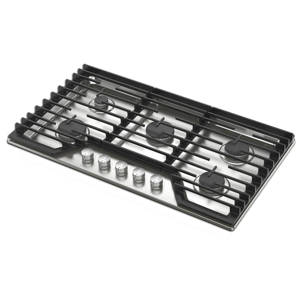  Whirlpool 36-inch Built-in Gas Cooktop with EZ-2-Lift™ Hinged Cast-Iron Grates WCGK7036PS IMAGE 2