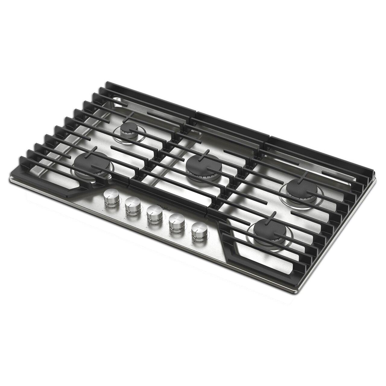  Whirlpool 36-inch Built-in Gas Cooktop with EZ-2-Lift™ Hinged Cast-Iron Grates WCGK7036PS IMAGE 2