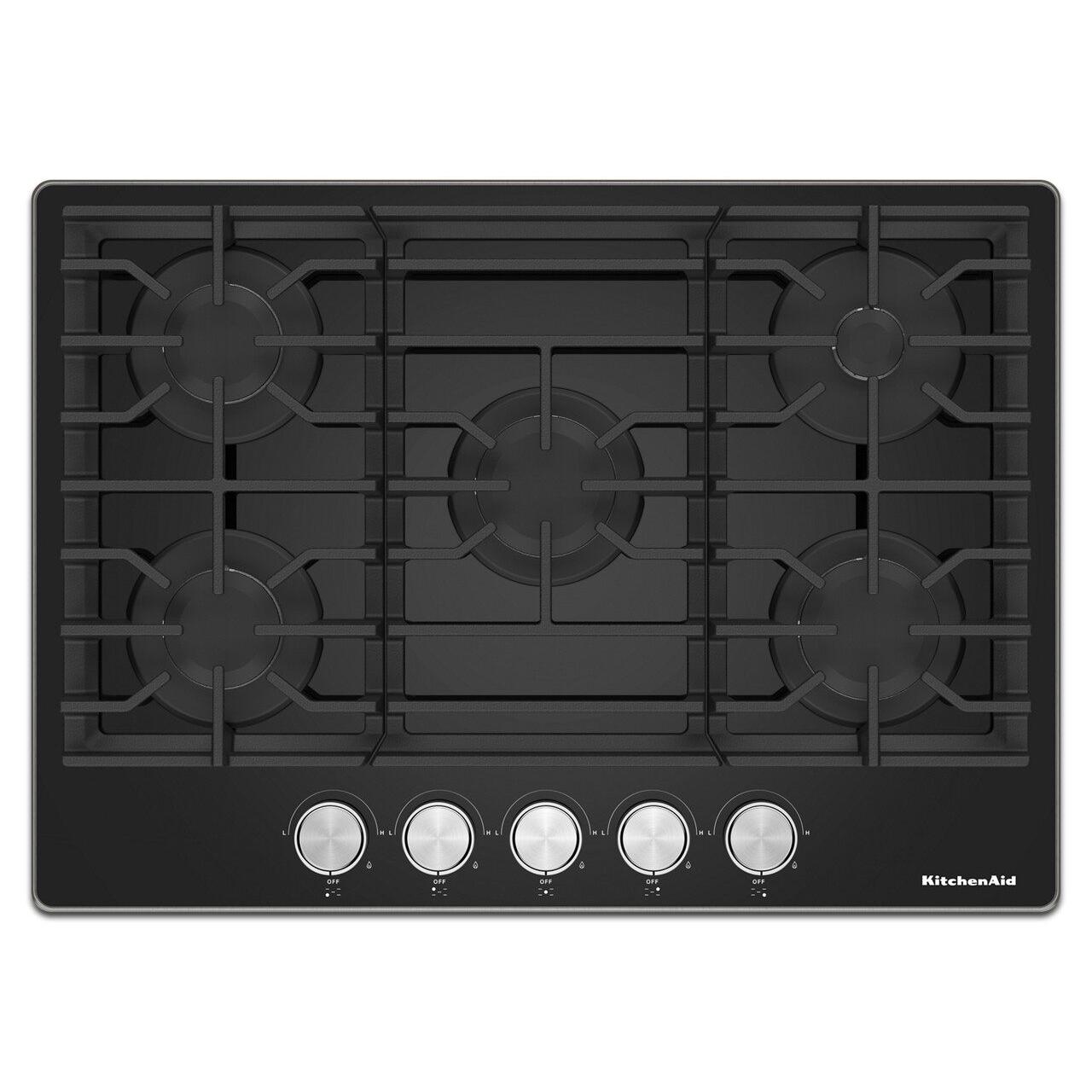  KitchenAid 30-inch Built-in Gas Cooktop with 5 Burners KCGG530PBL IMAGE 1