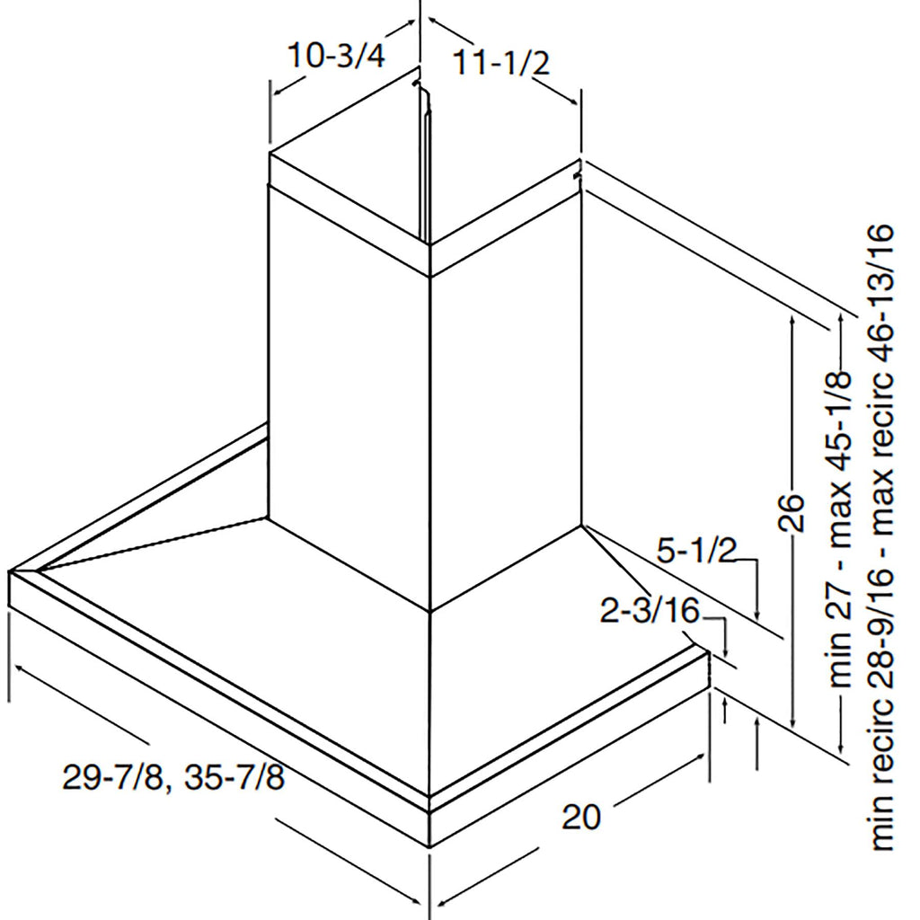  Broan 36-inch Pyramid Chimney Hood EWS1366SS IMAGE 6