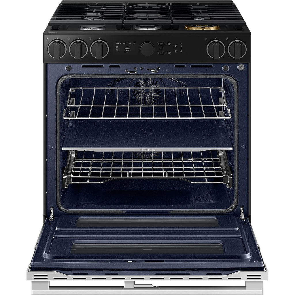  Samsung 30-inch Slide-in Dual Fuel Range with Wi-Fi NSY6DG8550SRAC IMAGE 2