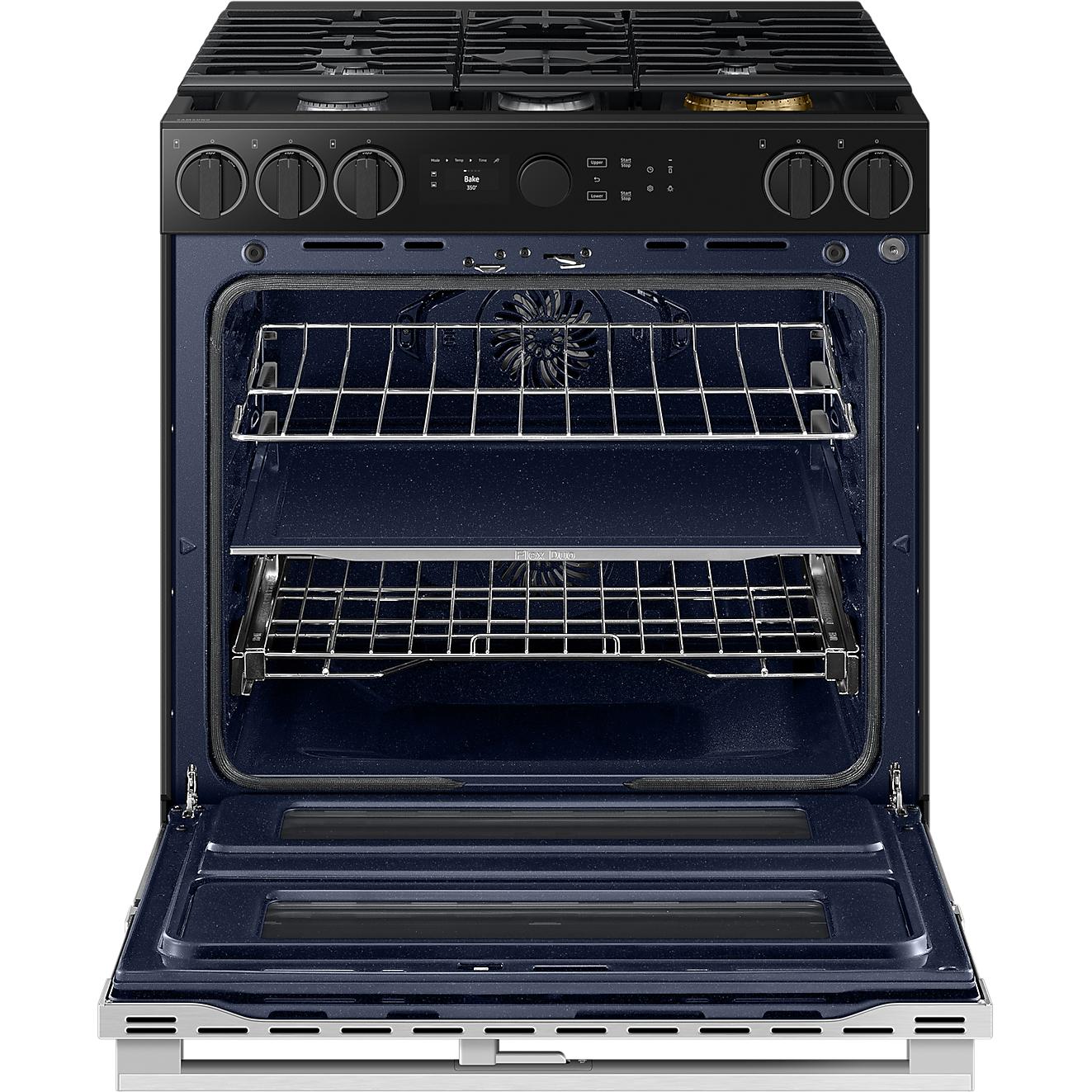  Samsung 30-inch Slide-in Dual Fuel Range with Wi-Fi NSY6DG8550SRAC IMAGE 2