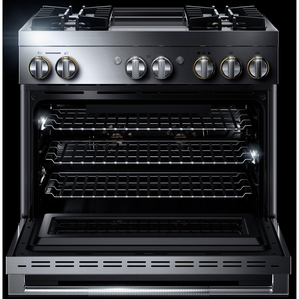  JennAir 36-inch Freestanding Dua-Fuel Range with JennAir® Culinary Center JDRP536HLBF IMAGE 2