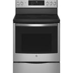  GE Profile 30-inch Freestanding Electric Range with True Convection Technology PCB900YVFS IMAGE 1