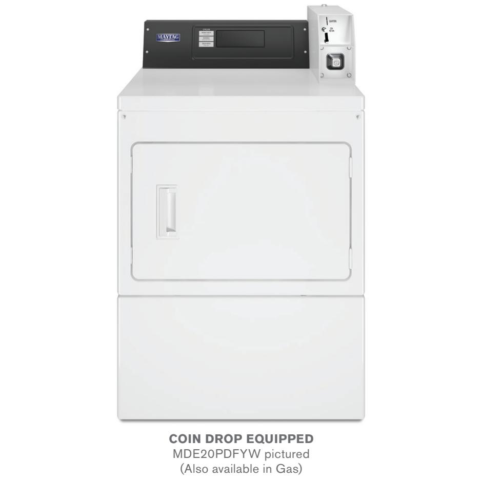  Maytag Commercial Laundry Single-Load Top-Load Matching Dryer - Card Reader Ready MDE20PRFZW IMAGE 1