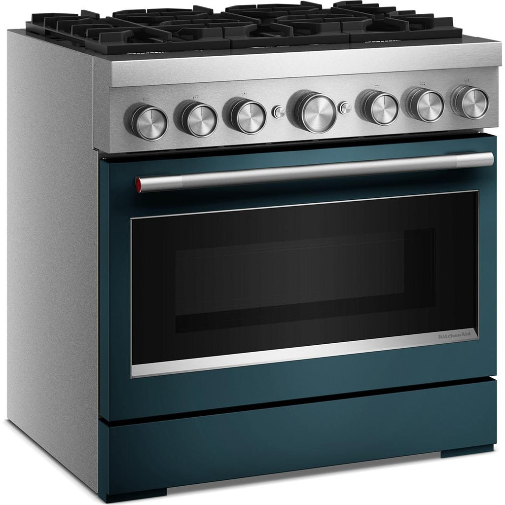  KitchenAid 36-inch, 5.1 cu. ft. Freestanding Commercial-Style Dual-Fuel Range with Even-Heat™ True Convection KFDS936SAG IMAGE 6