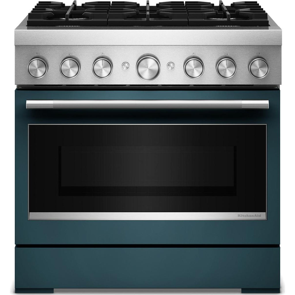  KitchenAid 36-inch, 5.1 cu. ft. Freestanding Commercial-Style Dual-Fuel Range with Even-Heat™ True Convection KFDS936SAG IMAGE 7