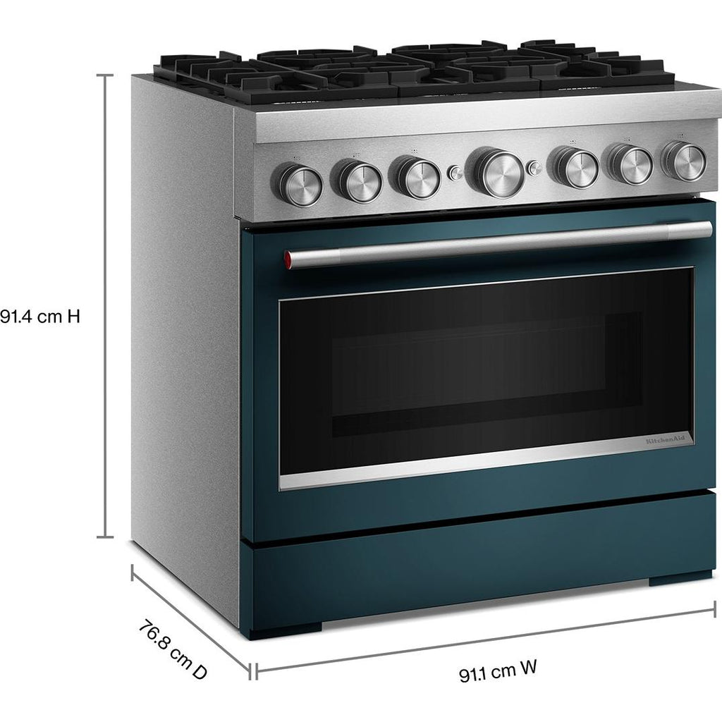  KitchenAid 36-inch, 5.1 cu. ft. Freestanding Commercial-Style Dual-Fuel Range with Even-Heat™ True Convection KFDS936SAG IMAGE 9