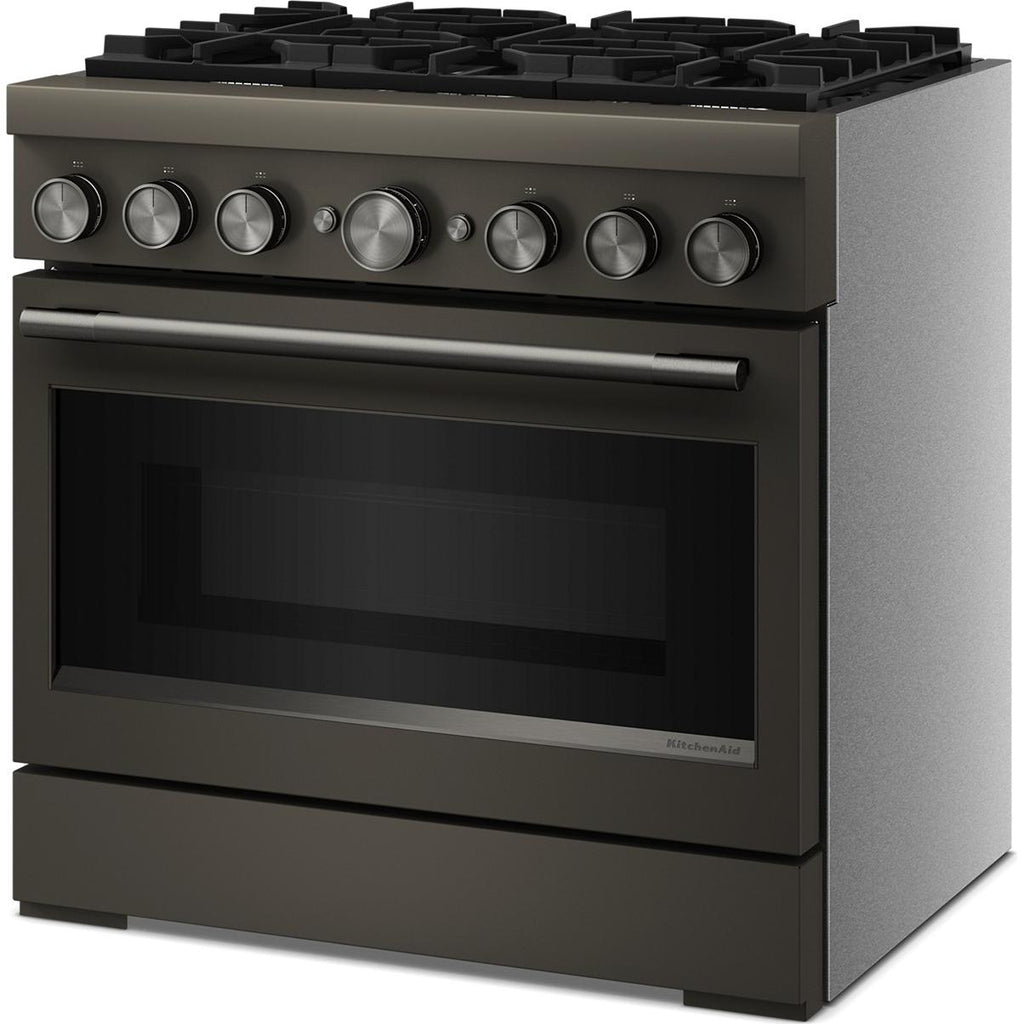  KitchenAid 36-inch, 5.1 cu. ft. Freestanding Commercial-Style Dual-Fuel Range with Even-Heat™ True Convection KFDS936SBE IMAGE 5