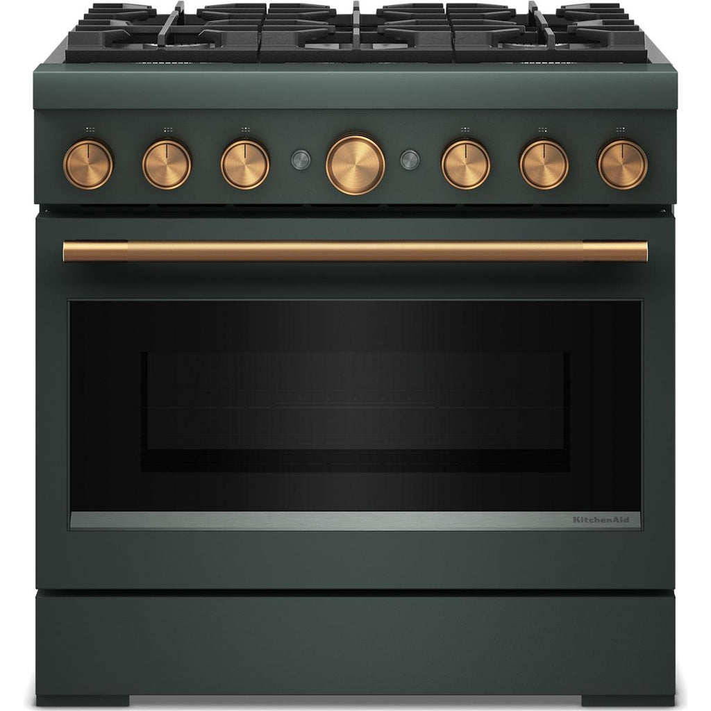  KitchenAid 36-inch, 5.1 cu. ft. Freestanding Commercial-Style Dual-Fuel Range with Even-Heat™ True Convection KFDS936SJP IMAGE 3