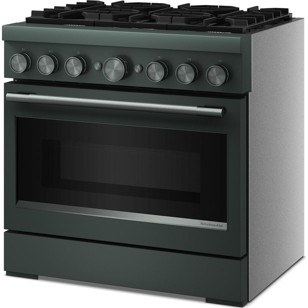  KitchenAid 36-inch, 5.1 cu. ft. Freestanding Commercial-Style Dual-Fuel Range with Even-Heat™ True Convection KFDS936SJP IMAGE 5