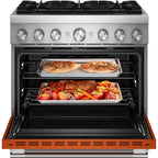  KitchenAid 36-inch, 5.1 cu. ft. Freestanding Commercial-Style Dual-Fuel Range with Even-Heat™ True Convection KFDS936SSC IMAGE 2
