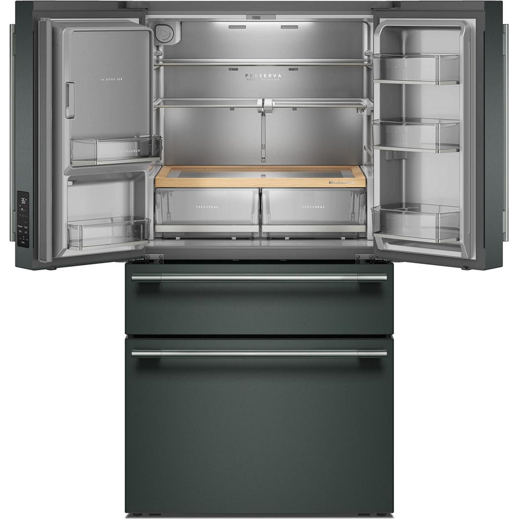  KitchenAid 36-inch, 29.51 cu. ft. Freestanding French 4-Door Refrigerator with Water and Ice Dispensing System KRMF436SJP IMAGE 3