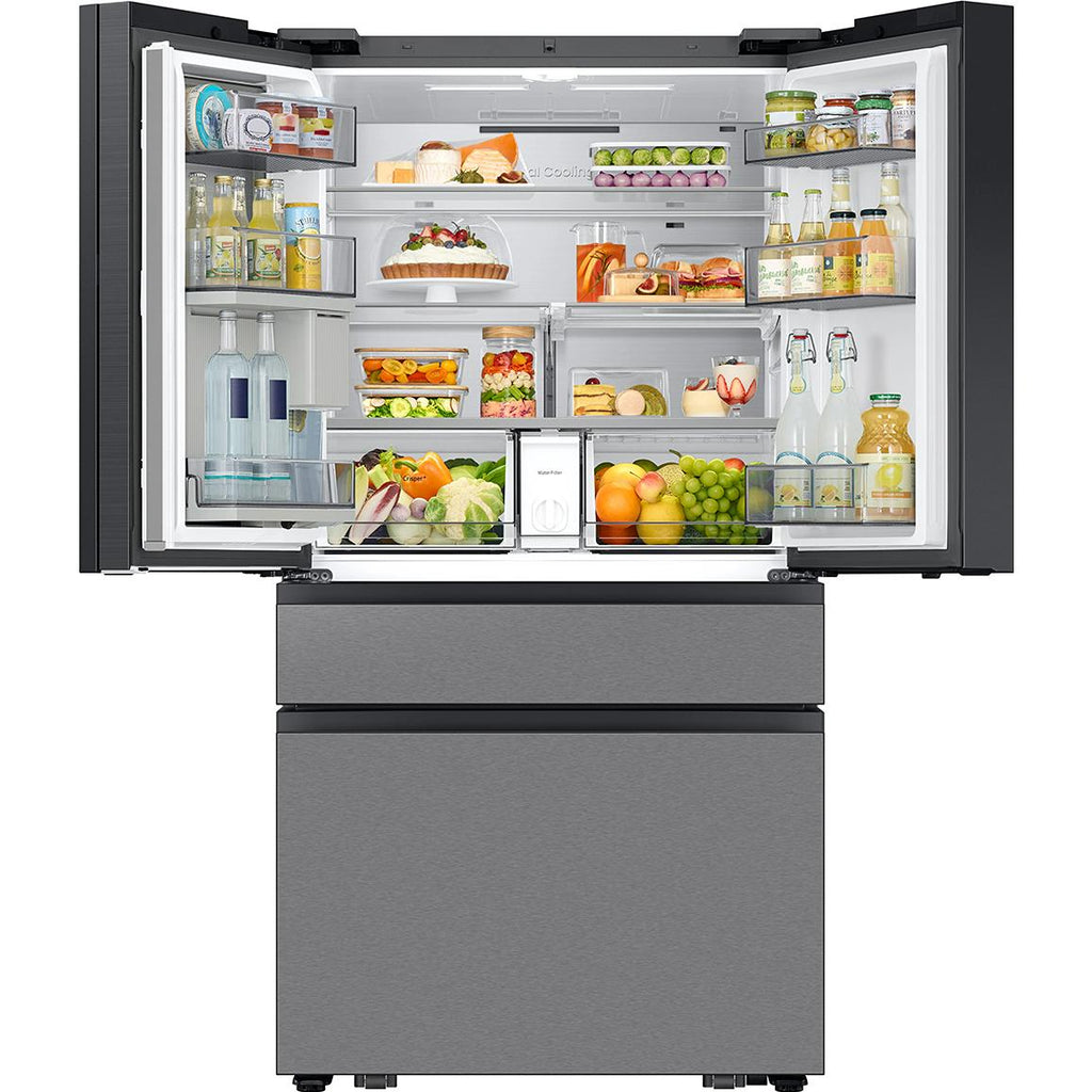  Samsung 36-inch, 29 cu. ft. 4-Door French Door Refrigerator with AI Family Hub™ RF90F29AECR/AC IMAGE 4