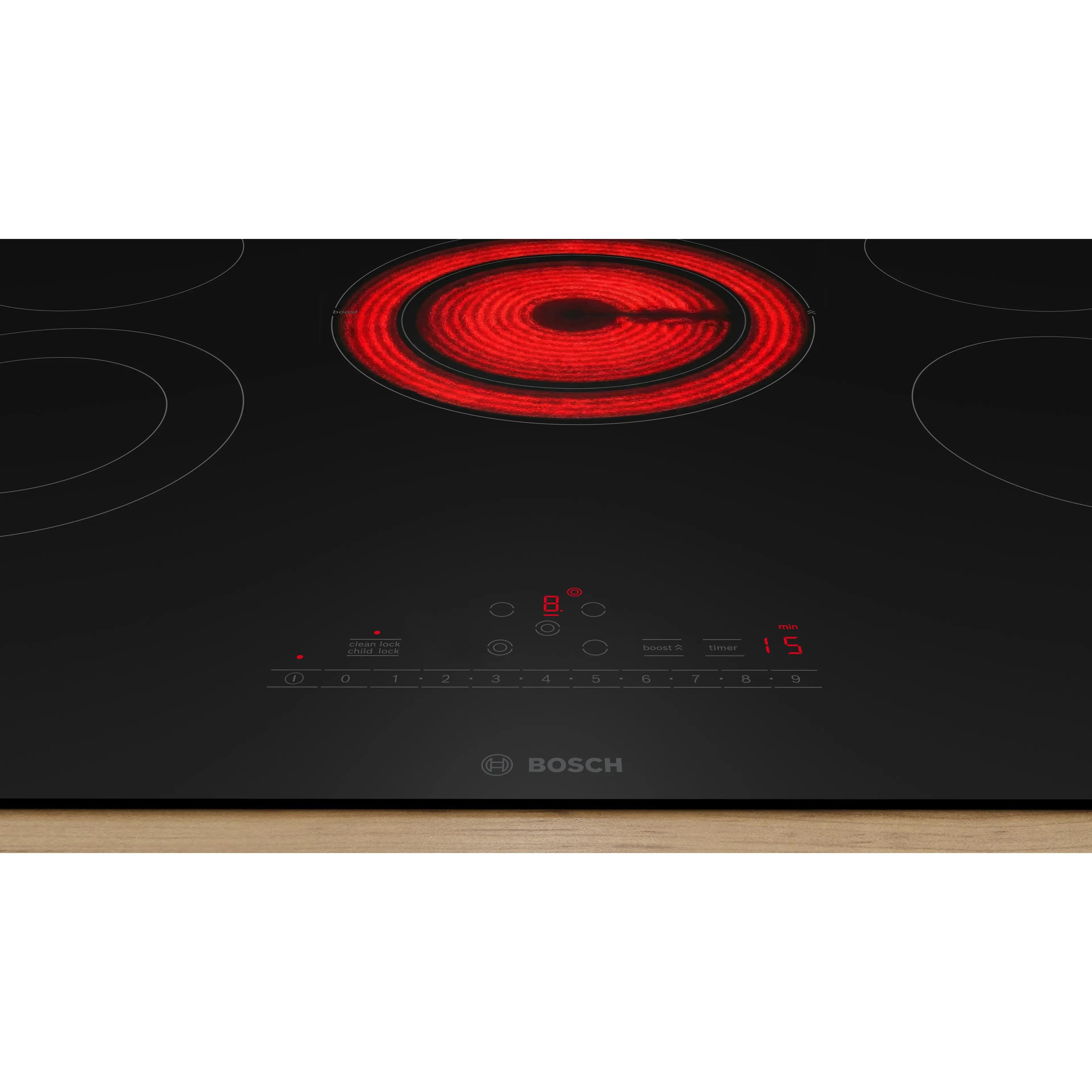 Bosch 30-inch Built-In 800 Series Electric Cooktop without frame NET8062UC IMAGE 3