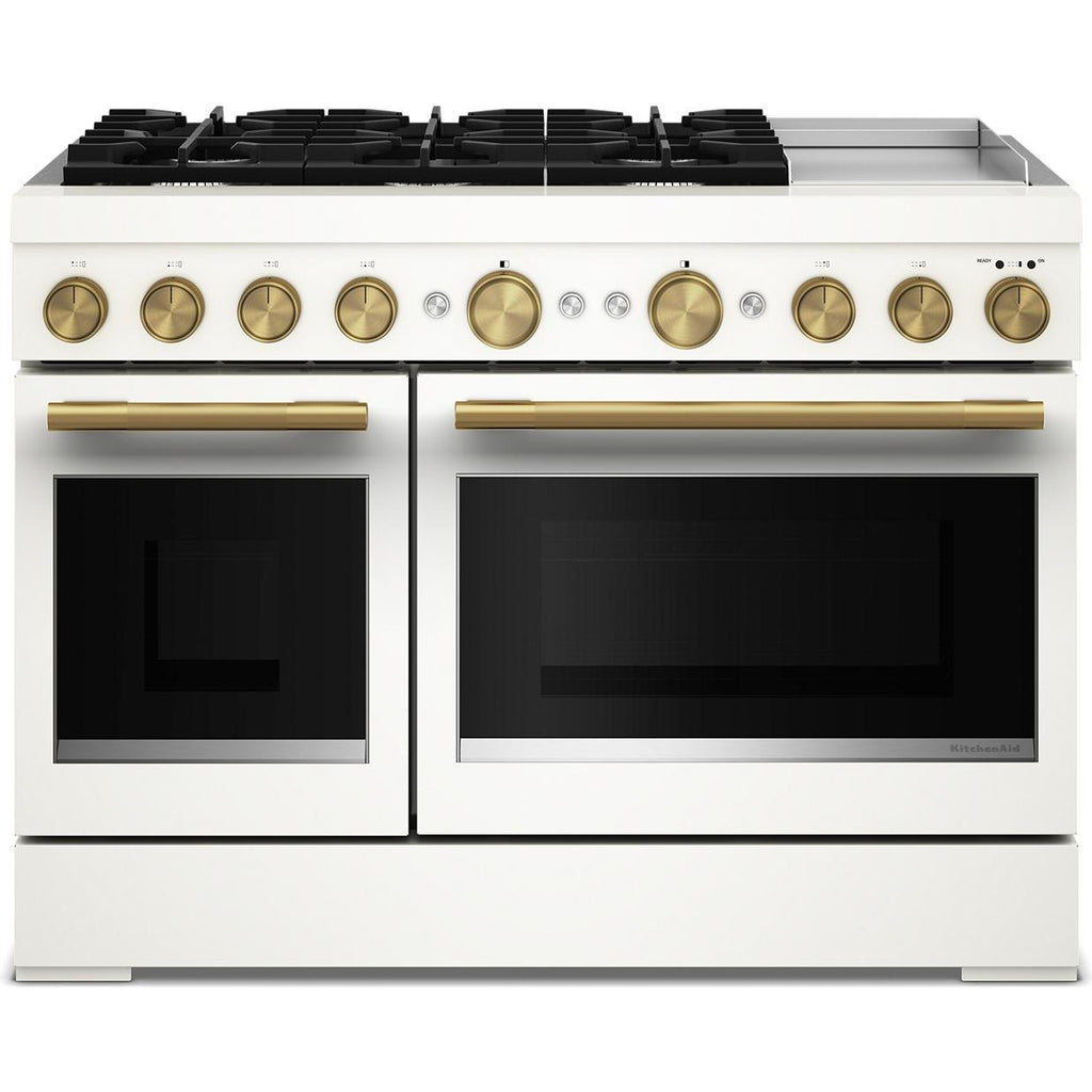  KitchenAid 48-inch. 6.3 cu. ft. Freestanding Commercial-Style Dual-Fuel Range with Griddle KFDD948SPL IMAGE 1