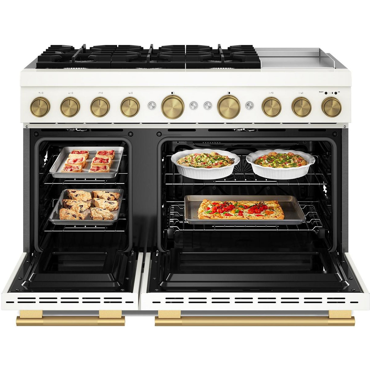  KitchenAid 48-inch. 6.3 cu. ft. Freestanding Commercial-Style Dual-Fuel Range with Griddle KFDD948SPL IMAGE 2