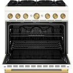  KitchenAid 36-inch, 5.1 cu. ft. Freestanding Commercial-Style Dual-Fuel Range with Even-Heat™ True Convection KFDS936SPL IMAGE 3