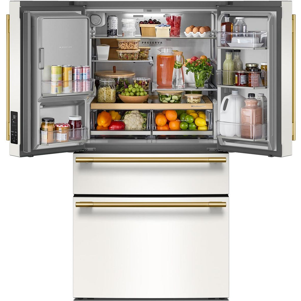  KitchenAid 36-inch, 29.51 cu. ft. Freestanding French 4-Door Refrigerator with Water and Ice Dispensing System KRMF436SPL IMAGE 2
