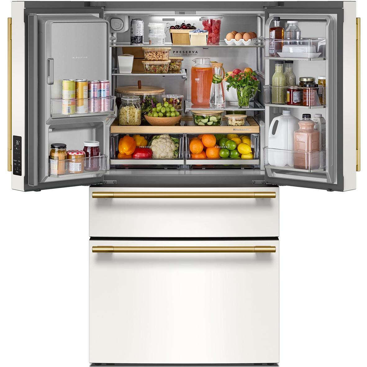  KitchenAid 36-inch, 29.51 cu. ft. Freestanding French 4-Door Refrigerator with Water and Ice Dispensing System KRMF436SPL IMAGE 2