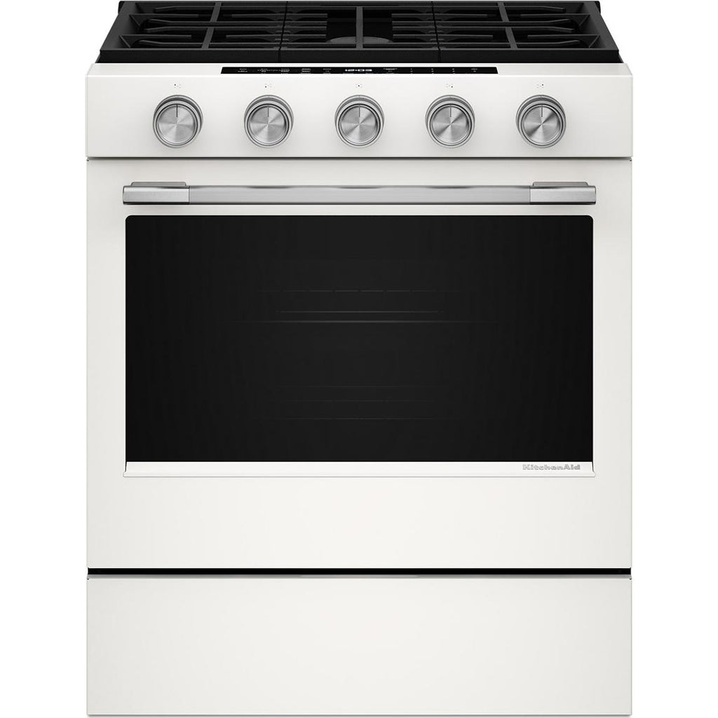  KitchenAid 30-inch Smart Slide-in Gas Range with Convection Cooking Modes and 2-in-1 Burner KSGS530SPL IMAGE 1