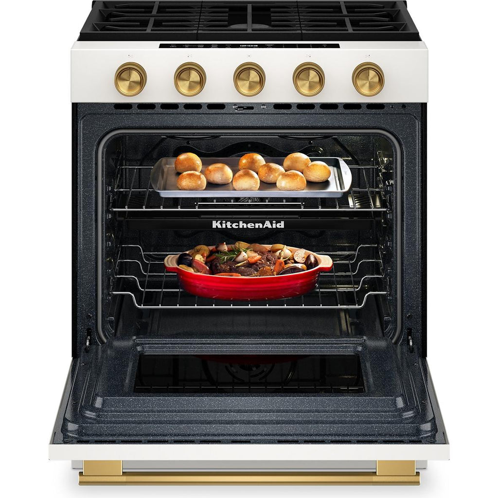  KitchenAid 30-inch Smart Slide-in Gas Range with Convection Cooking Modes and 2-in-1 Burner KSGS530SPL IMAGE 2